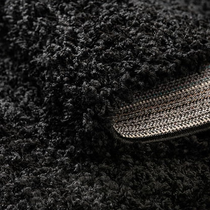 Unique Loom Solid Shag Collection Area Rug (7' 10" x 10' Oval, Jet Black)