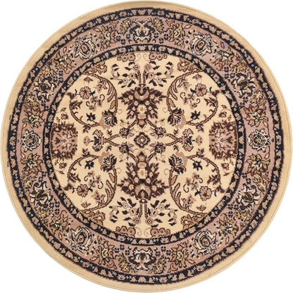 Unique Loom Sialk Hill Collection Area Rug - Washington (4' 1" Round Ivory/Black)