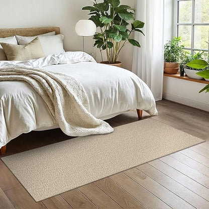 EARTHALL Washable Runner Rug 2x6 Ft Non Slip Runners for Hallways Cotton Rubber Backed Kitchen Runner Braided Indoor Floor Carpet Runners for Entryway, Hallway, Kitchen, Bedroom, Send/Beige