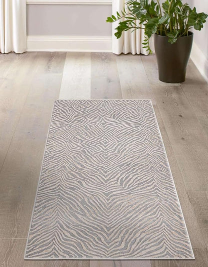Unique Loom Finsbury Collection Area Rug - Meghan (2' x 8' Runner, Gray and Ivory)