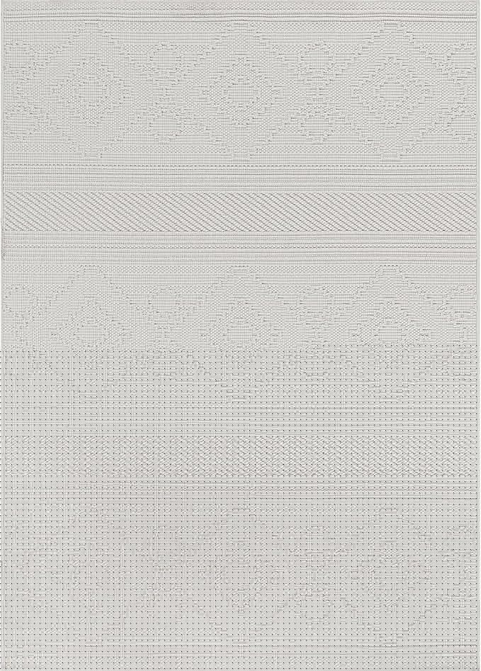 Beverly Rug Micro Loop Area Rug White 6x9 Modern Luxury Soft Boho Geometric Durable Indoor Area Rugs for Living Dining Room Office Stain Resistant Non Shedding Casual Indoor Carpet White 6 x 9