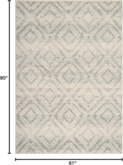 SAFAVIEH Adirondack Collection Area Rug - 5'1" x 7'6", Ivory & Light Blue, Modern Diamond Distressed Design, Non-Shedding & Easy Care, Ideal for High Traffic Areas in Living Room, Bedroom (ADR131T)