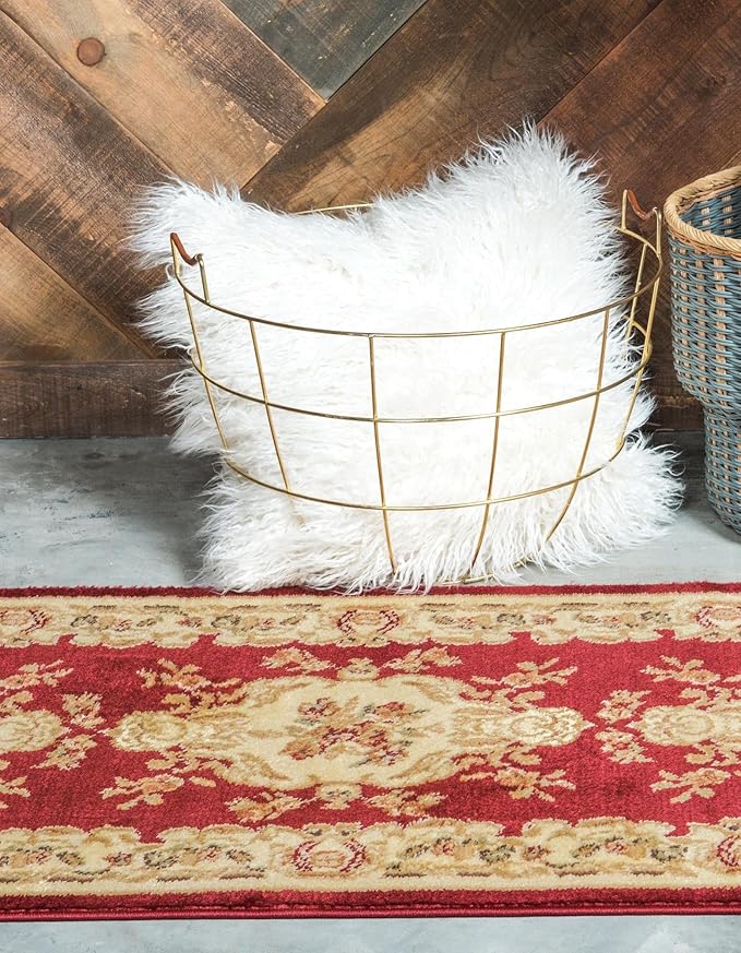 Rugs.com Chateau Collection Rug – 2' 2 x 6' Runner Red Medium Rug Perfect for Hallways, Entryways