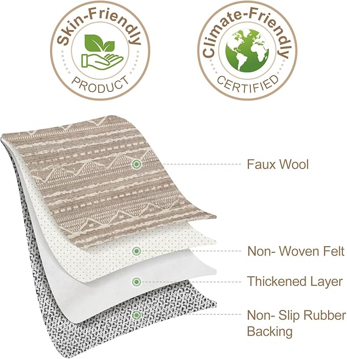 Nakagishi 7x10 Area Rugs Living Room: Washable Boho Large Neutral Soft Farmhouse Rug Stain Resistant Modern Geometric Non-Slip Indoor Floor Carpet for Bedroom Nursery Kids Playroom Office Dining Room