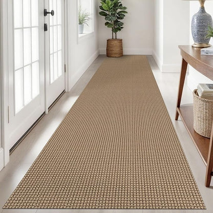 Braided Runner Rug 3x12 Ft Washable Runners for Hallways Non Slip Kitchen Runner Rug Cotton Long Entryway Runner Indoor, Woven Carpet for Hall Kitchen Entryway, Orange/Tan/Brown