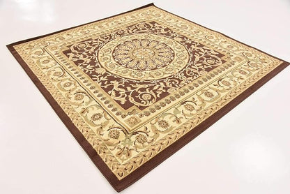 Unique Loom Versailles Collection Traditional Classic Medallion Floral Motif Area Rug (6' 0 x 6' 0 Square, Brown/ Ivory)