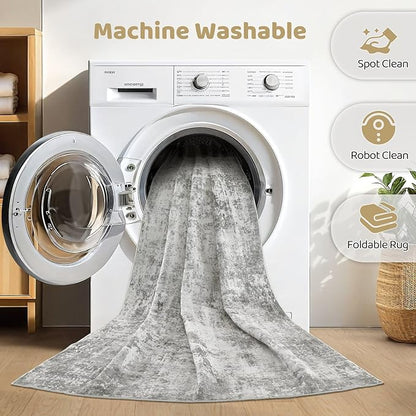 8x10 Area Rugs Living Room: Washable Large Abstract Neutral Modern Soft Rugs Stain Resistant Indoor Floor Non-Slip Accent Carpet for Bedroom Nursery Playroom Office Dining Room Home Decor- Greige