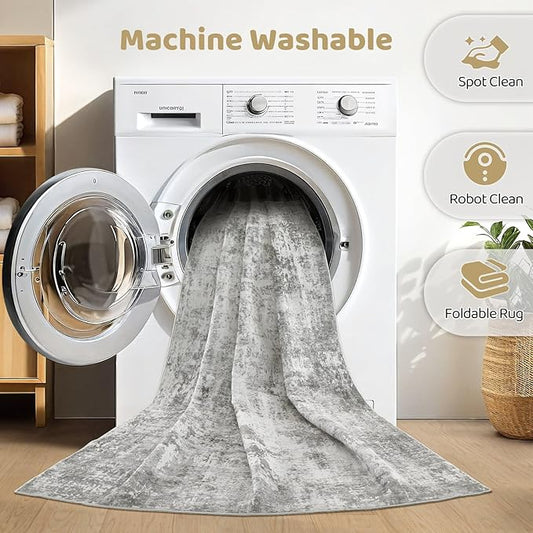 Area Rugs 9x12 Living Room: Washable Large Abstract Neutral Modern Soft Rugs Stain Resistant Indoor Floor Non-Slip Accent Carpet for Bedroom Nursery Playroom Office Dining Room Home Decor- Greige