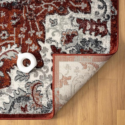 LUXE WEAVERS Moroccan Red 4x5 Medallion Area Rug for Living Rooms