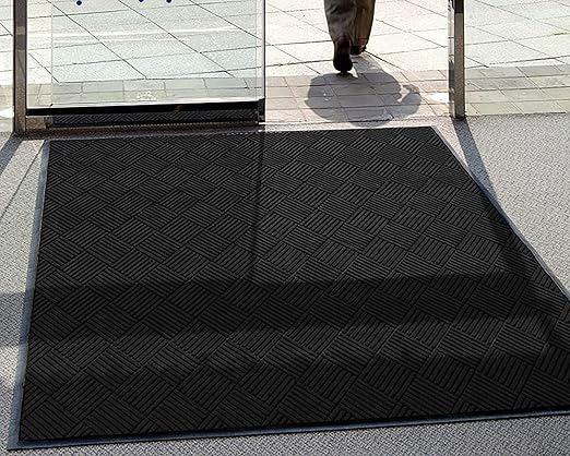 WaterHog Diamond-Pattern Commercial Grade Entrance Mat, Indoor/Outdoor Floor Mat 3' Length x 2' Width, Charcoal by M+A Matting