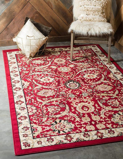 Unique Loom Espahan Collection Area Rug - Cape Cod (6' 1" x 9' Rectangle, Red/ Beige)