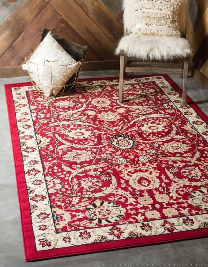 Unique Loom Espahan Collection Area Rug - Cape Cod (7' 1" x 10' Rectangle, Red/ Beige)