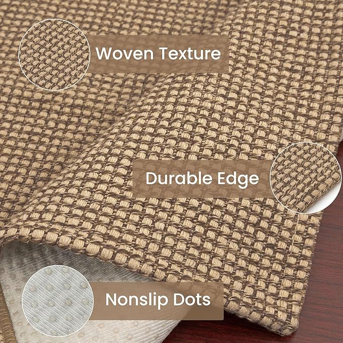 IOHOUZE Washable Runner Rug 2x6 Non Slip Rubber Backed Runners for Hallways Entryway Runner Indoor, Kitchen Rugs Woven Cotton Floor Carpet for Hall Entrance Bedroom, Orange/Tan/Brown