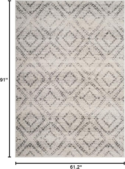 SAFAVIEH Adirondack Collection Area Rug - 5'1" x 7'6", Light Grey & Grey, Modern Diamond Distressed Design, Non-Shedding & Easy Care, Ideal for High Traffic Areas in Living Room, Bedroom (ADR131C)