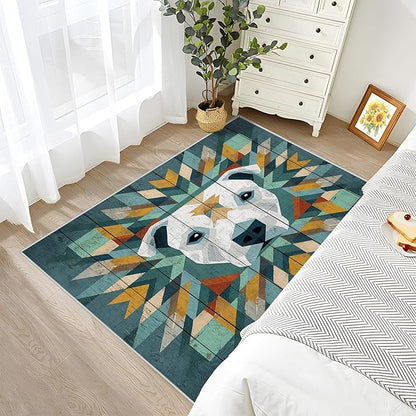 Pitbull Large Area Rug 8x10 - Modern Geometric Dog Rustic Wood Grain Rugs for Living Room Non Slip Low Pile Machine Washable Dining Room Rug, Dog Carpet Home Decor & Gifts