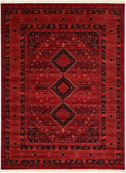 Unique Loom Tekke Collection Area Rug - Sheibani (9' x 12' Rectangle, Red/ Black)
