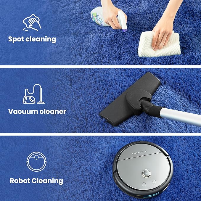 Zentavio Navy Blue Area Rugs for Living Room Boys Rugs for Bedroom 9x12 Large Shag Washable Carpet Soft Furry Fluffy Aesthetic Kids Playroom Rugs for Teen Home Decor