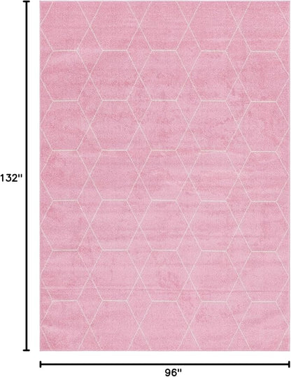 Unique Loom Trellis Frieze Collection Area Rug - Geometric (8' x 11', Light Pink/ Ivory)