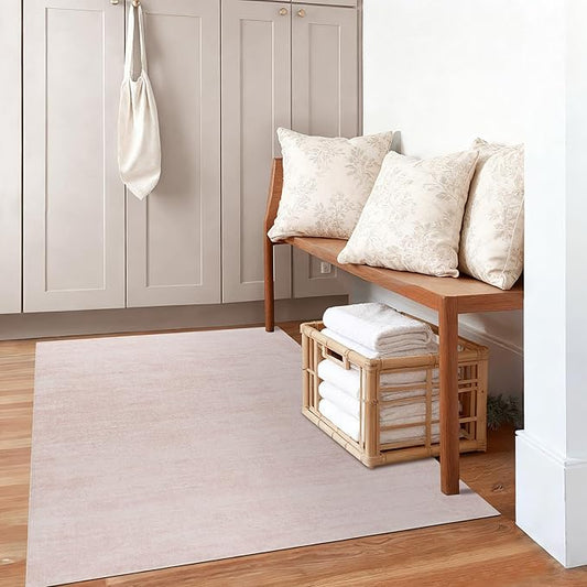 Pink Small Rug for Kitchen Bathroom, Boho Abstract Modern Washable Non Slip Area Rugs for Girls Bedroom Kids Room 3x5