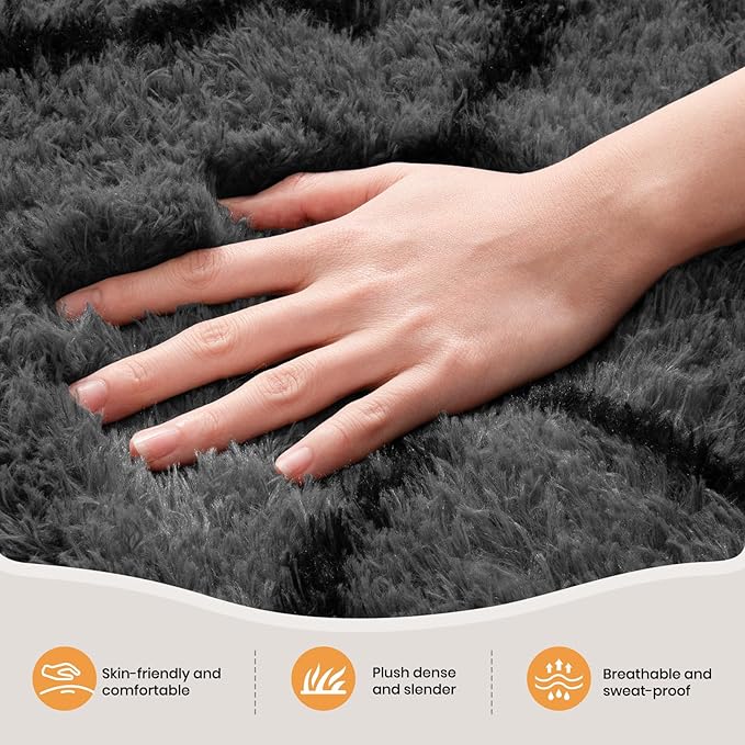 Zentavio Area Rugs for Living Room Rugs for Bedroom 4x6 Carpet Fluffy Fuzzy Soft Shag Aesthetic Plush High Pile Gray Throw Rug for Nursery Kids Room Dorm Triangle Grey