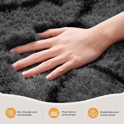 Zentavio Area Rugs for Living Room Rugs for Bedroom 4x6 Carpet Fluffy Fuzzy Soft Shag Aesthetic Plush High Pile Gray Throw Rug for Nursery Kids Room Dorm Triangle Grey