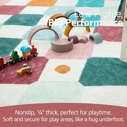 jinchan Macy Area Rug 5x7 Kids Washable Indoor Floor Cover Non-Slip Modern Soft Rug Elementary School Classroom Colorful Diamond Carpet for Nursery Playroom Daycare Living Room Confetti on Cream