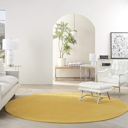 Nourison Home Nourison Essentials Yellow 8' x Round Area Rug - Easy Clean, Non Shedding, Bed Room, Living Room, Dining Room, Kitchen (8' x Round)