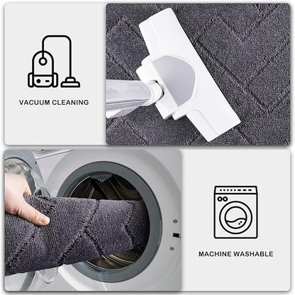 PURRUGS Dirt Trapping Door Mat 34" x 59", Non-Slip Machine Washable Entry Rug, Shoe Scraper, Dog Doormat, Super Absorbent Welcome Mat for Front & Back Door, Muddy Wet Shoes & Paws, Grey