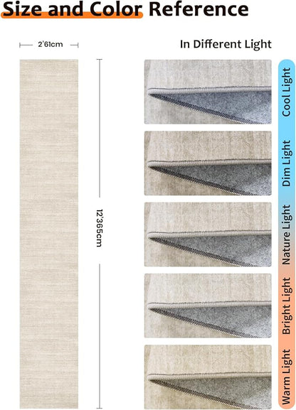 Art&Tuft Non-Slip Runner Rug - 2x12 Runner Rug Washable Low-Pile Rugs Runners, Soft Distressed Carpet Runner for Bedroom Bathroom Kitchen Laundry Living Room, Beige
