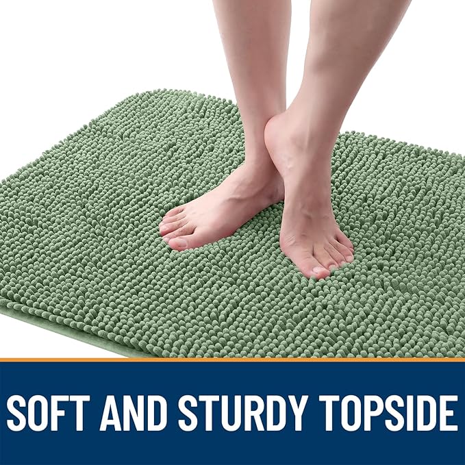 OLANLY Dog Door Mat for Muddy Paws 47x24, Absorbs Moisture and Dirt, Absorbent Non-Slip Washable Doormat, Quick Dry Chenille Mud Mat, Entry Indoor Entryway Carpet for Inside Floor, Olive Green