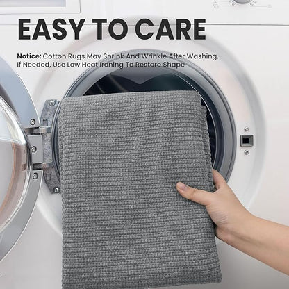 EARTHALL Washable Runner Rug 2x7 Ft Non Slip Runners for Hallways Cotton Rubber Backed Kitchen Runner Braided Indoor Floor Carpet Runners for Entryway, Hallway, Kitchen, Bedroom, Charcoal Gray