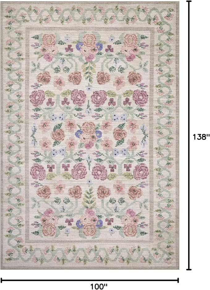 Loloi Rifle Paper Co. Rosa Collection RSA-01 Ivory 8'-4" x 11'-6" Area Rug