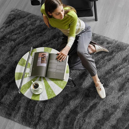 Zentavio Area Rugs for Living Room 4x6 Rugs for Bedroom Carpet Fluffy Fuzzy Soft Shag Aesthetic Plush High Pile Gray Throw Rug for Nursery Kids Room Dorm Marble Grey