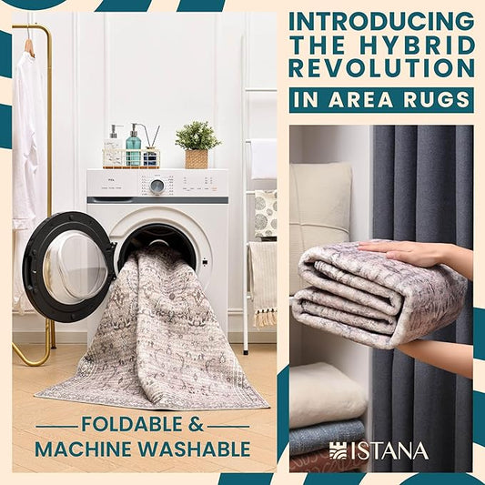 Istana 5 x 7 Area Rugs - Pale Rose Beige Area Rug - Kid & Pet Friendly Area Rug Boho for Living Room - Non-Shedding & Foldable Rug for Dining Room - Eco-Friendly Materials for 5x7 Area Rugs Boho