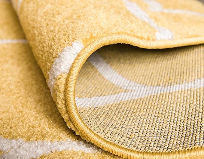 Rugs.com Lattice Frieze Collection Rug – 7' 10 Octagon Yellow Medium Rug Perfect for Living Rooms, Kitchens, Entryways