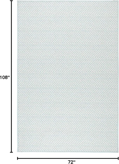 Dash and Albert Herringbone Machine Washable Area Rug - 6' x 9' Swedish Blue - Geometric Accent Rug - Anti-Slip Backing, Lightweight, Machine Washable, High Traffic Areas Kitchen, Mudroom, Entryway