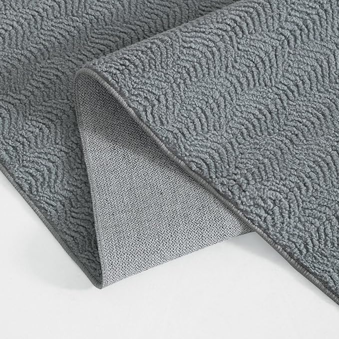 Faux Cashmere Area Rug - 5x7 Modern Low Pile Non-Slip Carpet for Living Room Bedroom, Gray