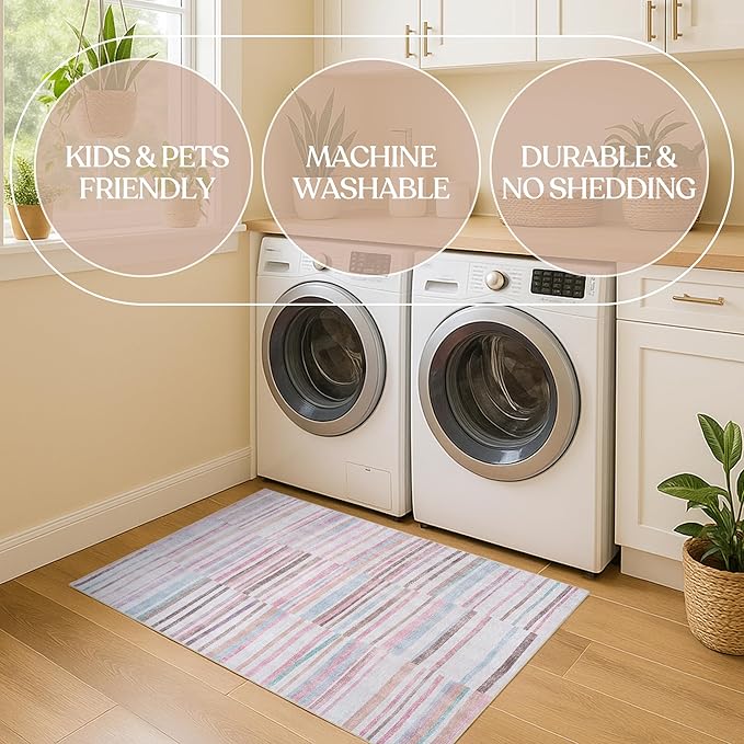 Fame Living Washable Area Rug. Modern Farmhouse. Vintage. Turkish. Bohemian. Distressed. Oriental. Traditional. Rugs for Living Room. Dining. Bedroom. Office. Entryway. Foyer. (865MM, 9' x 12')