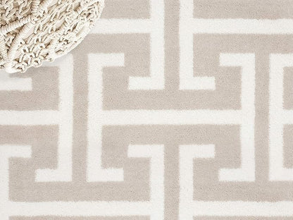 Abani Contemporary 3D Beige & White Modern Greek Key Pattern Area Rug - Geometric Meander 5'3" x 7'6" Arto Collection Neutral Rug Rugs