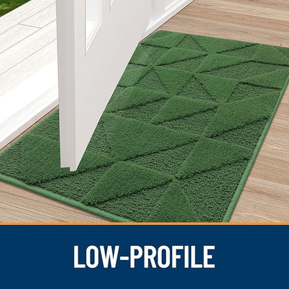 OLANLY Door Mats Indoor, Non-Slip, Absorbent, Dirt Resist, Entrance Washable Mat, Low-Profile Inside Entry Doormat for Entryway (71x47 inches, Green)