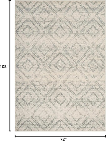 SAFAVIEH Adirondack Collection Area Rug - 6' x 9', Ivory & Light Blue, Modern Diamond Distressed Design, Non-Shedding & Easy Care, Ideal for High Traffic Areas in Living Room, Bedroom (ADR131T)