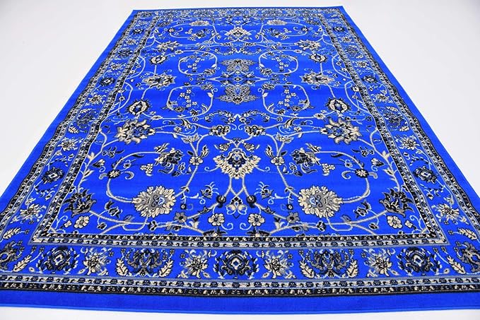 Unique Loom Sialk Hill Collection Area Rug - Washington (7' x 10' Rectangle Dark Blue/Black)
