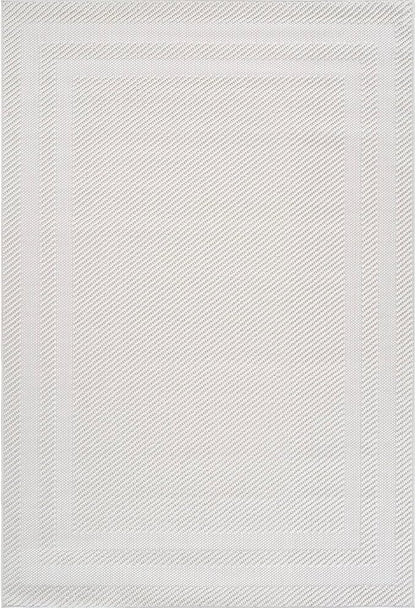 CAMILSON Micro Loop Rug 8x10 Modern Luxury Bordered Area Rugs Soft High and Low Pile Stain Resistant Easy-Cleaning Non-Shedding for Living Room Office Indoor Carpet (8 x 10 / White)