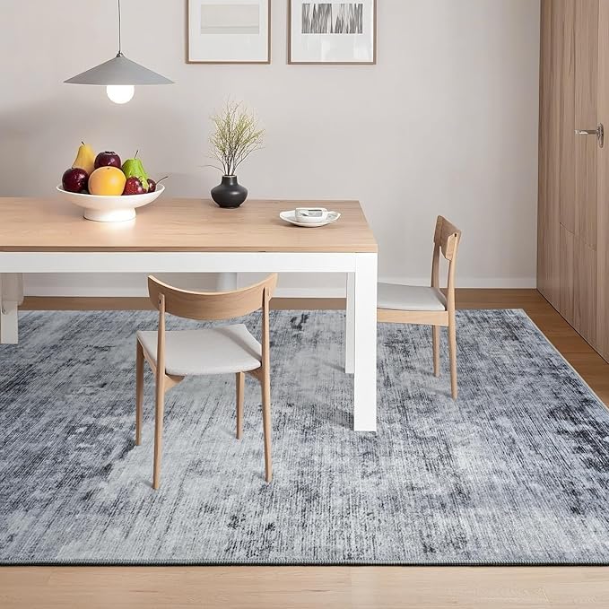 Toneed Abstract Area Rug 5x7 Modern Washable Rug Soft Non Slip Rug Low Pile for Bedroom Living Room Dining Room Grey
