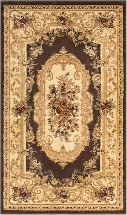 Rugs.com Chateau Collection Rug – 3' x 5' Brown Medium Rug Perfect for Entryways, Kitchens, Breakfast Nooks, Accent Pieces