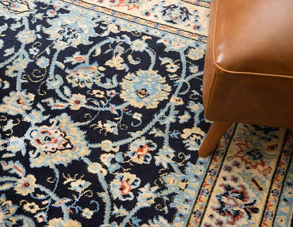 Unique Loom Sialk Hill Collection Area Rug - Washington (6' 1" x 9' Rectangle Navy Blue/Cream)