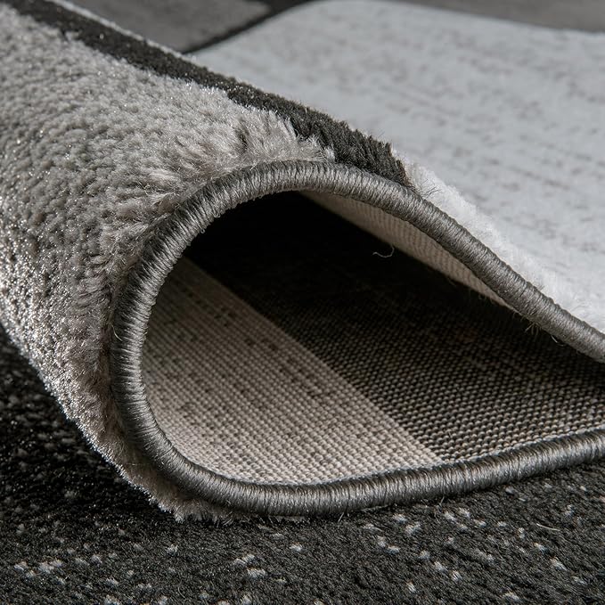 Rugshop Contemporary Modern Boxes for Home Office,Living Room,Bedroom,Kitchen Non Shedding Area Rug 2'7" x 4' Gray