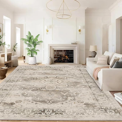 Washable Area Rugs for Living Room 6’x9’ Non Slip Low Pile Area Rugs for Bedroom Dining Foldable Vintage Carpets