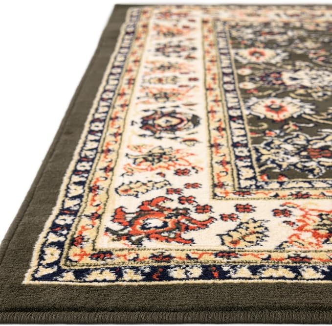 Unique Loom Sialk Hill Collection Area Rug - Washington (9' 10" x 13' 1" Rectangle Green/Hunter Green)