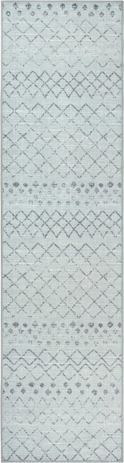GLN Rugs Contemporary Collection - Machine Washable Area Rug, Contemporary Washable, Non Slip, Low Pile Chenille Rug, Living Room, Bedroom, Kitchen Rug (2'6" x 10' Gray 0166)